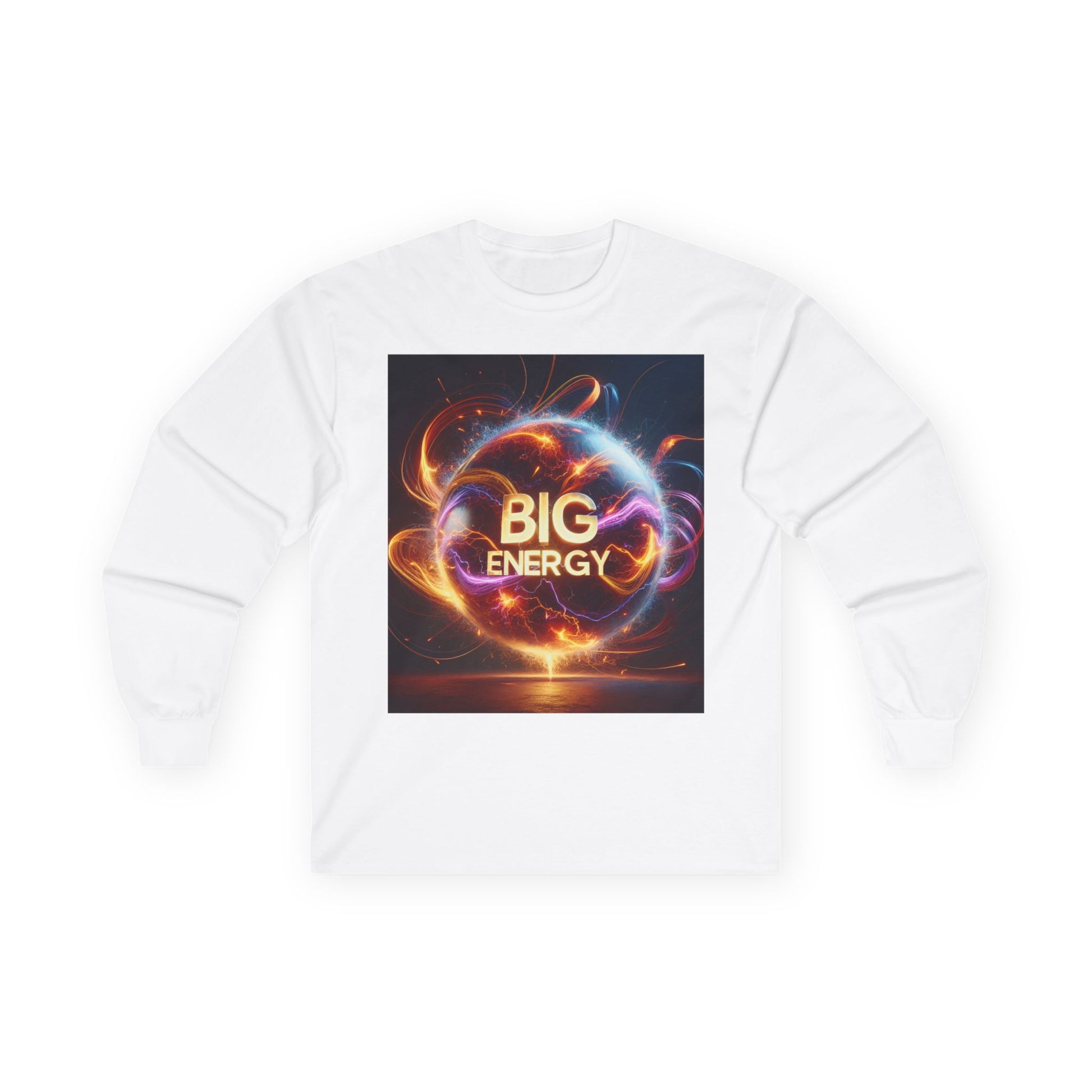 Big Energy Long Sleeve Tee, Unisex Cotton Shirt, Motivational Tee, Gift for Him/Her, Festival Apparel, Vibrant Graphic Tee