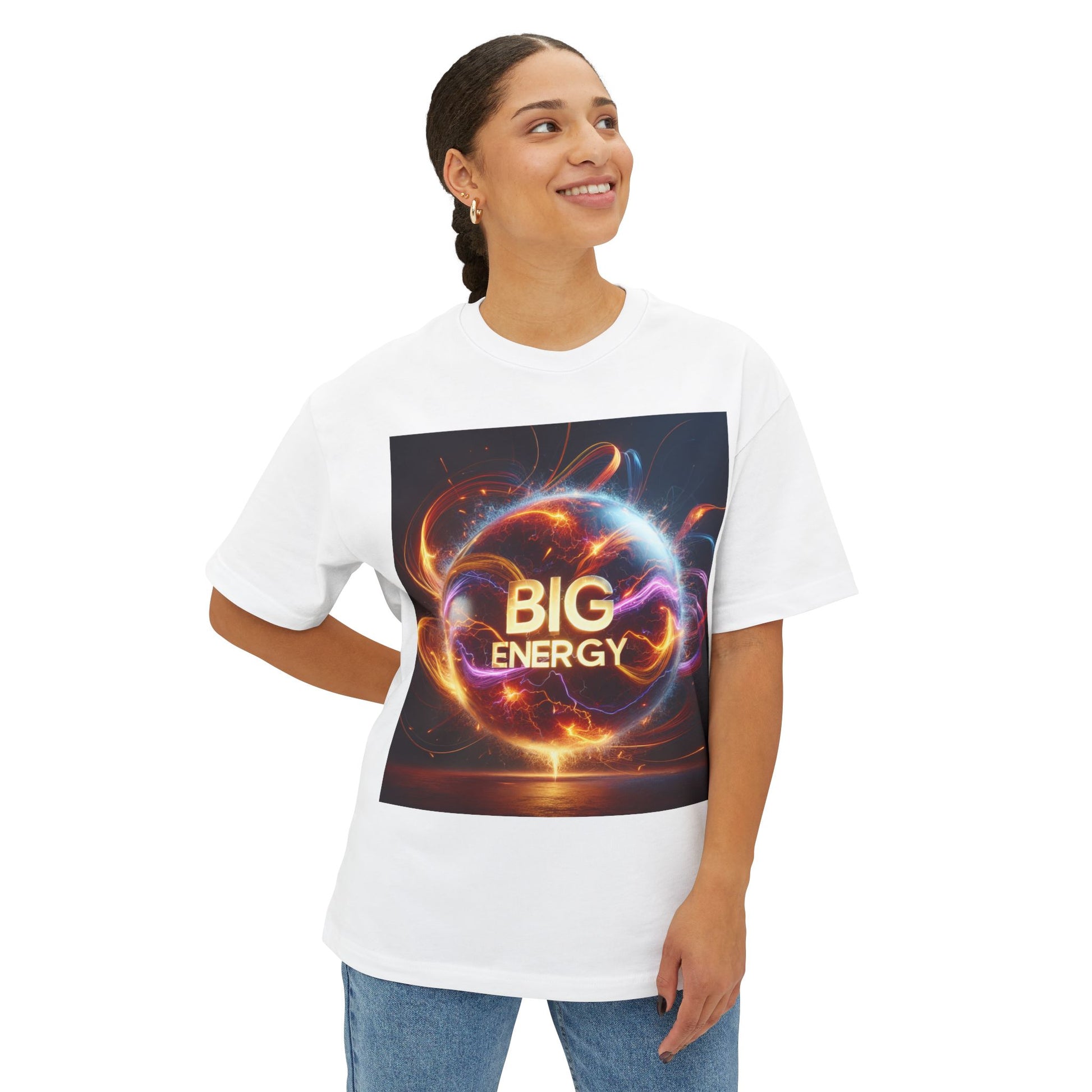 Oversized Boxy Tee - Big Energy Graphic Print Shirt